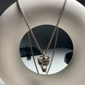 Gucci Anger Forest Sterling Silver Wolf Head Pendant Necklace
